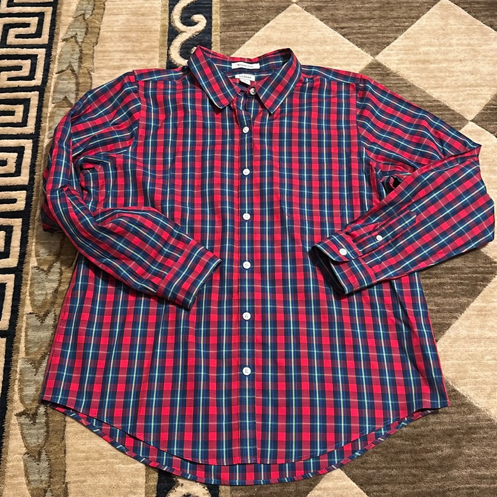 NWOT LL BEAN Tartan button down Large